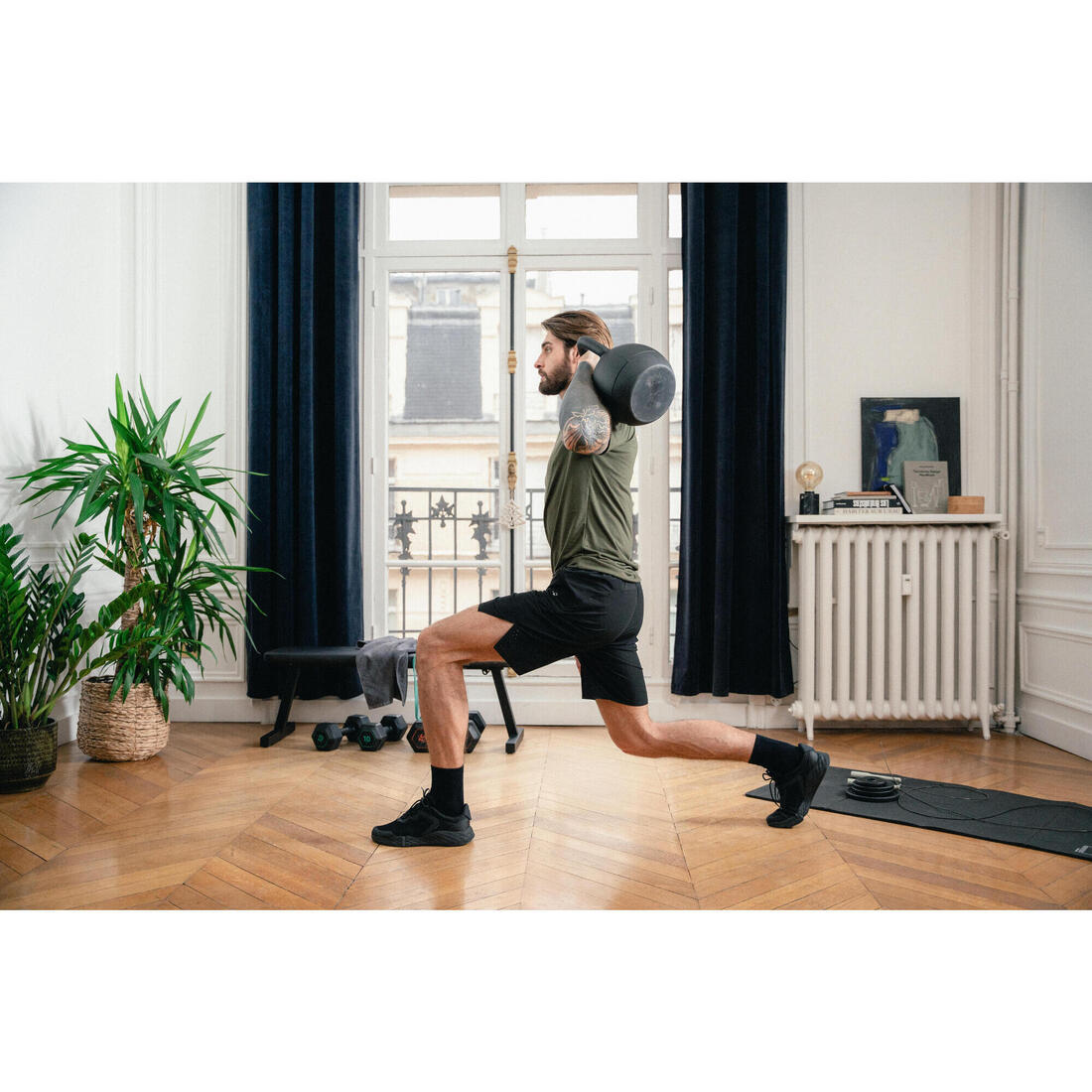 Kettlebell ajustable 12-24kg, base de 12kg, poids additionnels vendus séparément