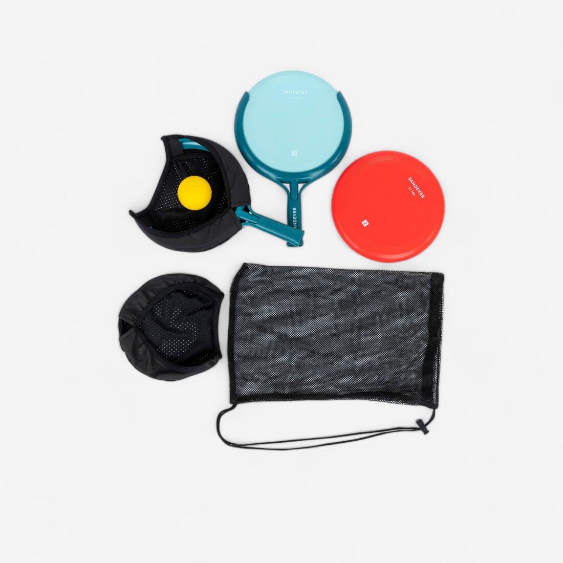Kit 3 jeux en 1 : Disques volants/sport de raquettes /attrape balle. – bleu gris