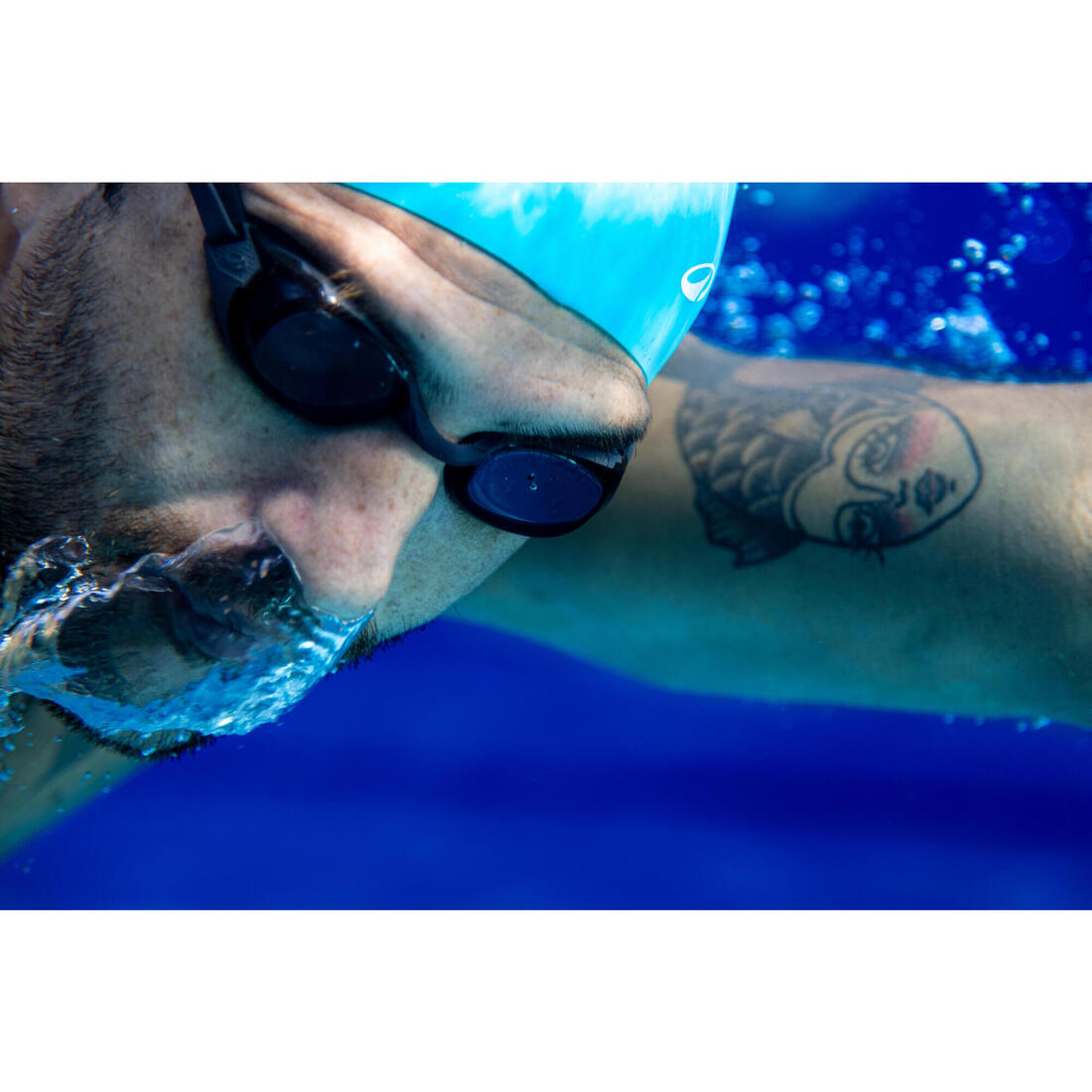 Lunettes de natation Taille Unique - Bfit blanc teintés bleus - Nouvel anti-buée