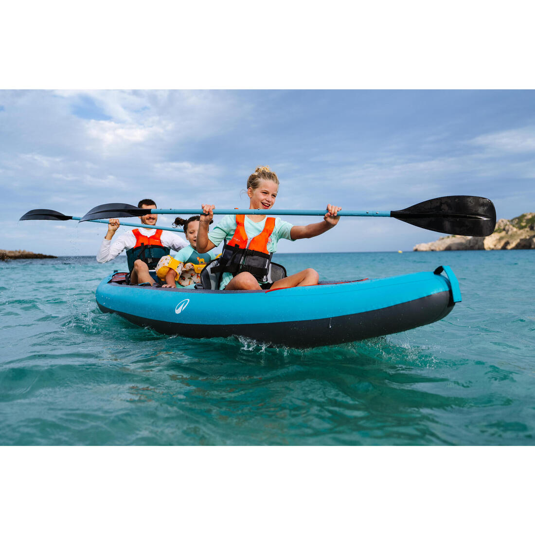 Canoë kayak gonflable 2/3 places - Tribord 100+ Bleu
