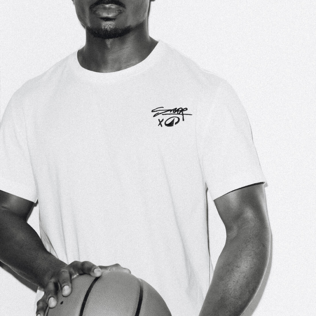 T-shirt de basket SARR homme femme, blanc "cold fire"