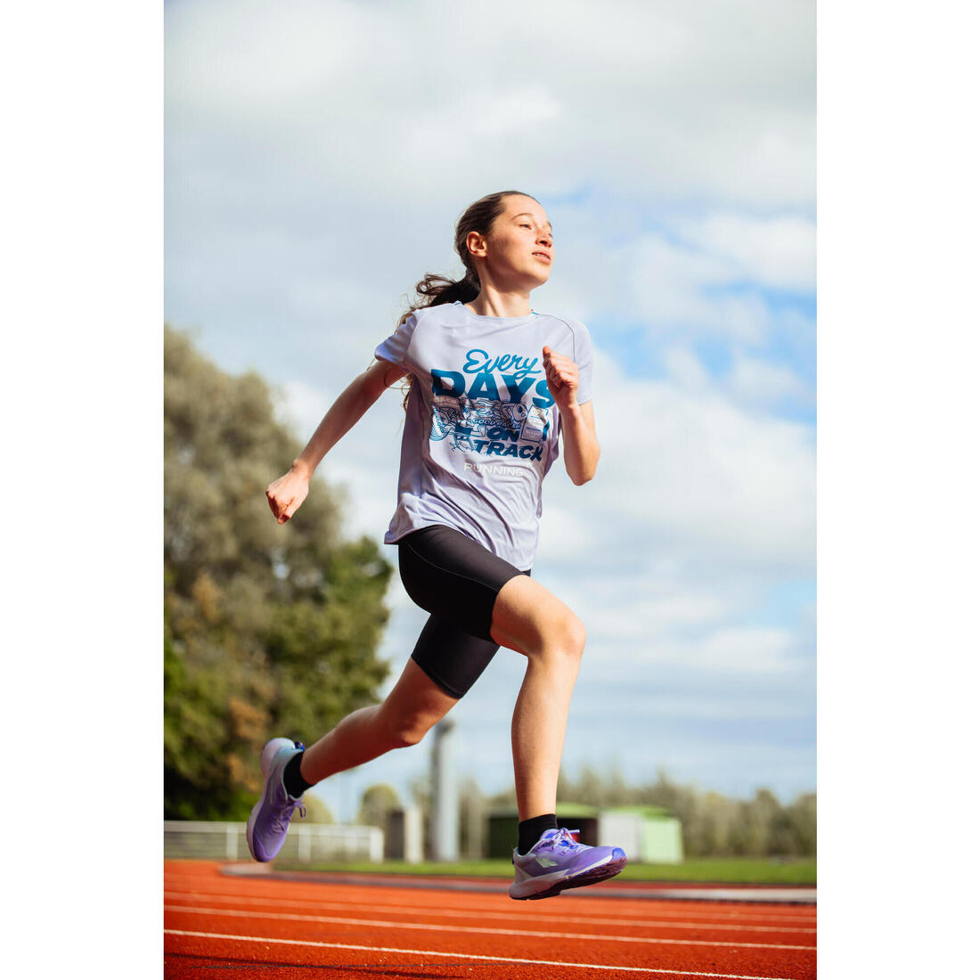 T-shirt de running respirant Fille - KIPRUN DRY+ 500 pastel