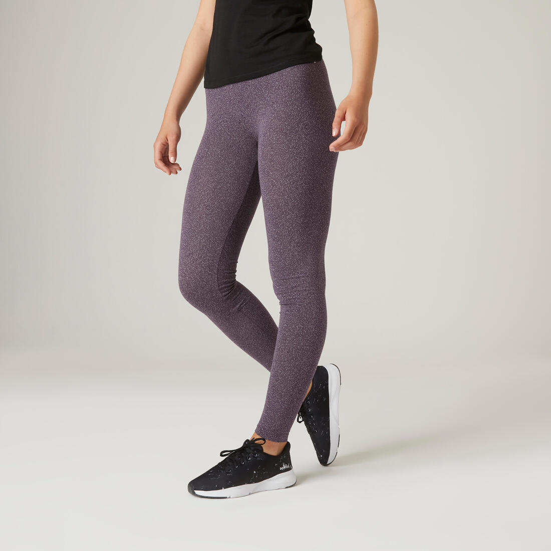 Legging fitness long coton extensible respirant femme - Fit+ – violet cendré