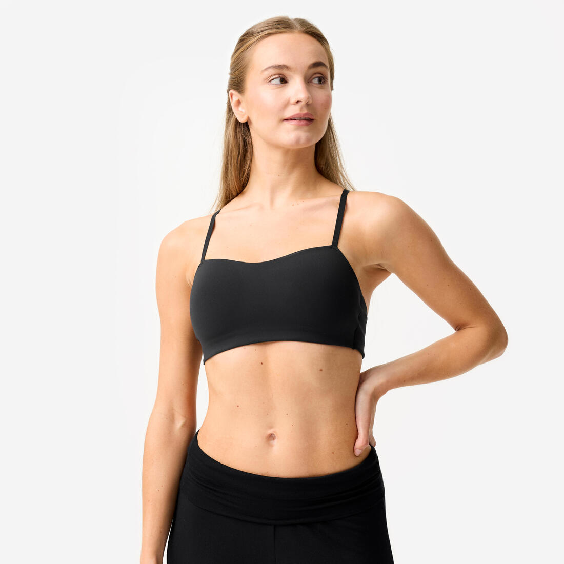 Brassière douce multi bretelles maintien léger Femme, Noir