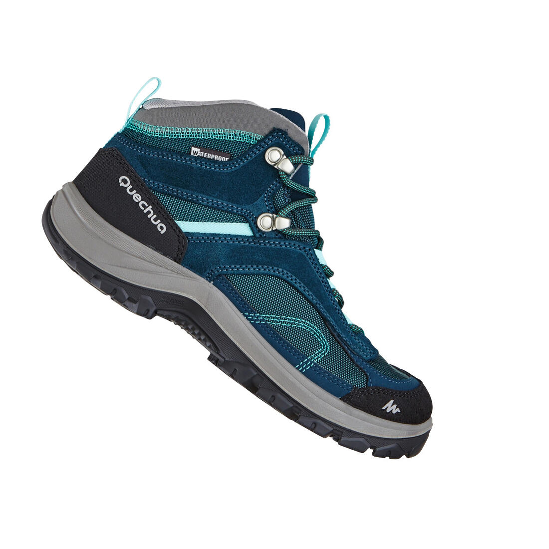 Chaussures imperméables de randonnée montagne - MH100 Mid Turquoise - Femme