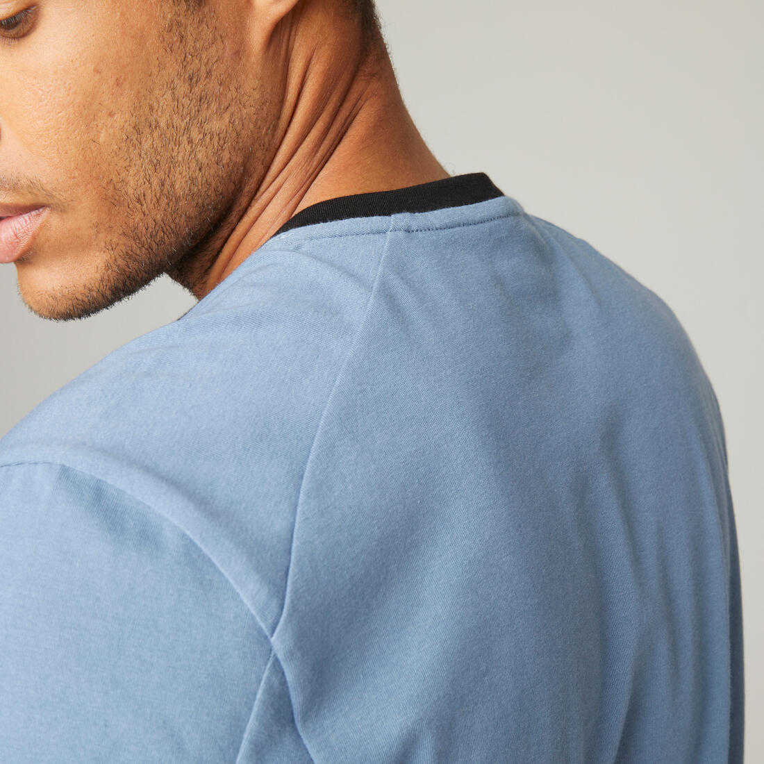 T-shirt fitness manches courtes slim coton extensible col rond homme
