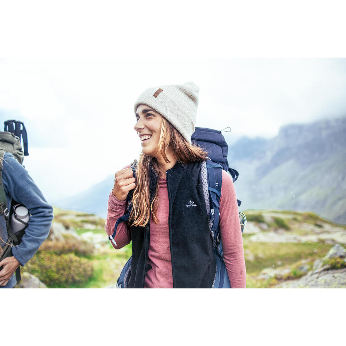 Gilet polaire de randonnée montagne femme, MH100 noir