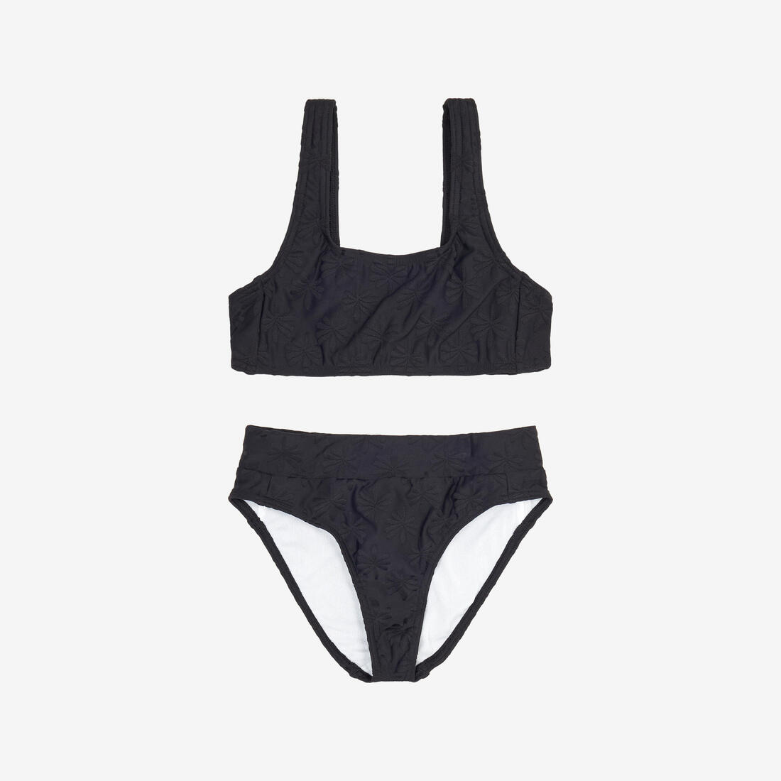 Maillot 2 pièces surf brassière taille haute Fille - 500 Lao miami lavande