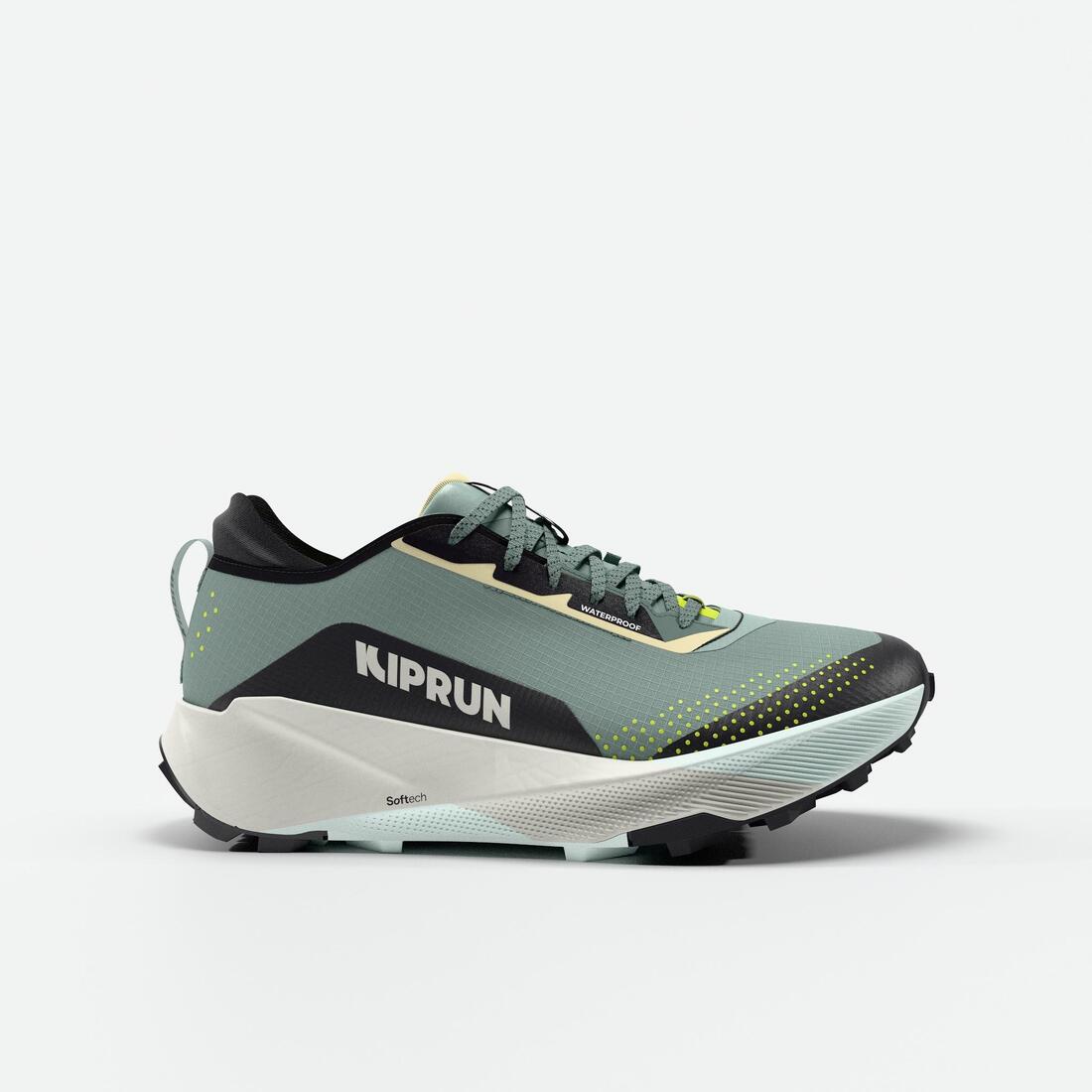 Chaussures de trail running imperméables femme, Kiprun Kipsummit WP vert et
