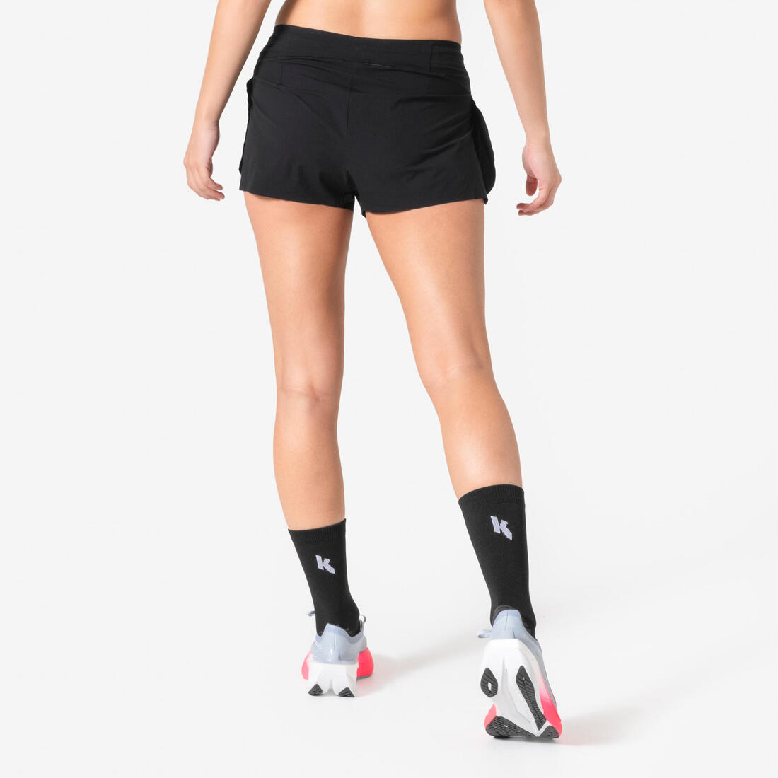 Short de running avec culotte intégrée performance Femme, Kiprun Proteam noir