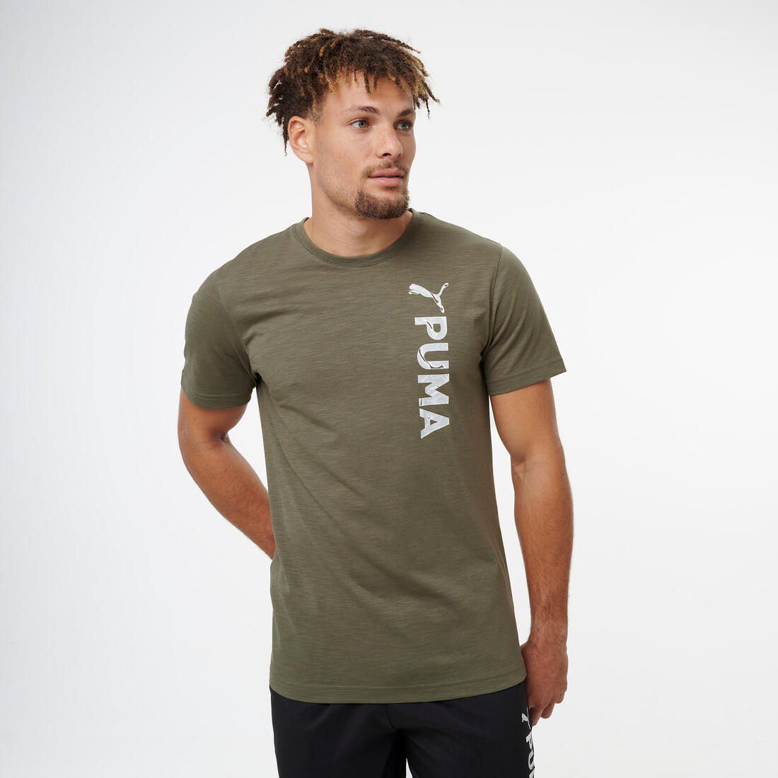 T-shirt de fitness homme, kaki