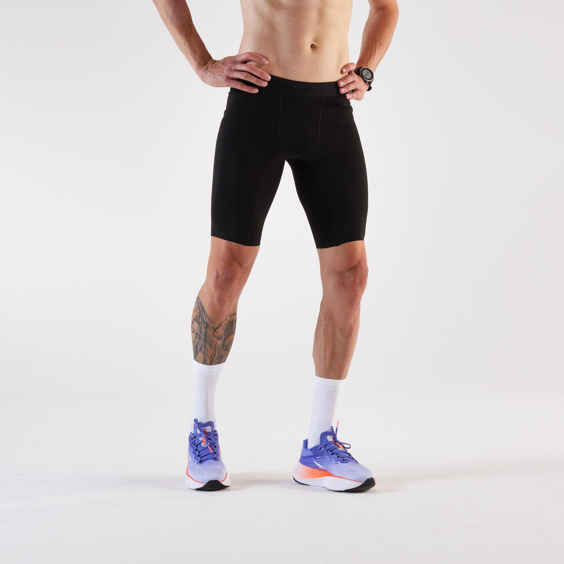 Cuissard de running Homme, KIPRUN run 500 confort noir
