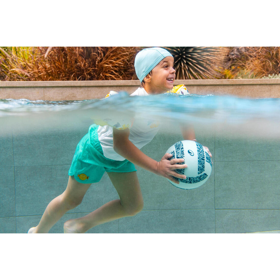 Bonnet De Bain Bébé Bleu Imprimé Tigre En Maille