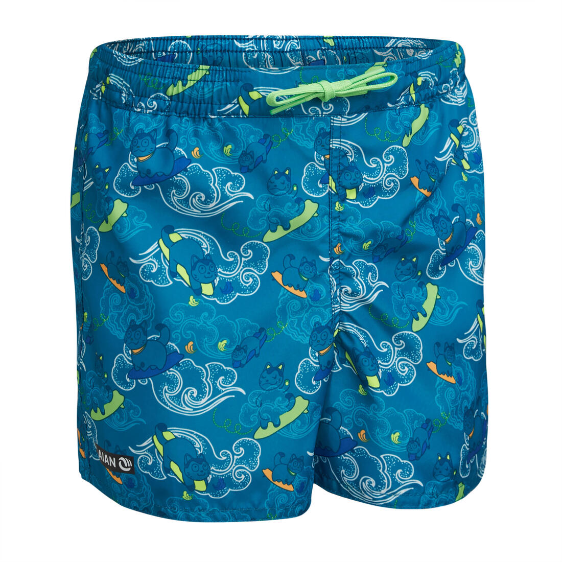 short de bain 100 Kid Rayé – turquoise