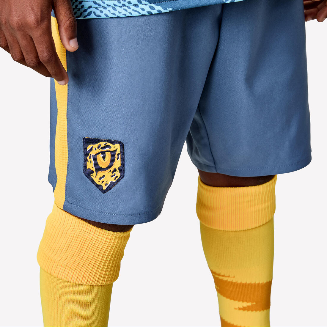 SHORT DE FOOTBALL ENFANT VIRALTO KIDS GRIS BANDE