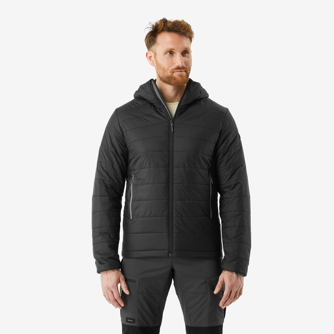 Doudoune de trek synthétique à capuche homme, MT100 - 5°C – noir