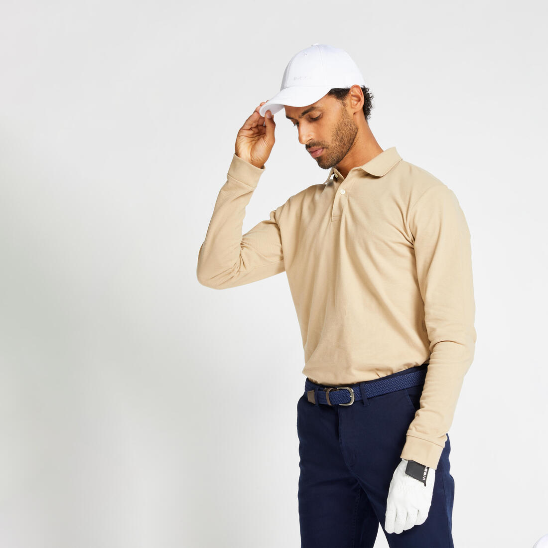 Polo golf manches longues Homme -  MW500 bleu marine