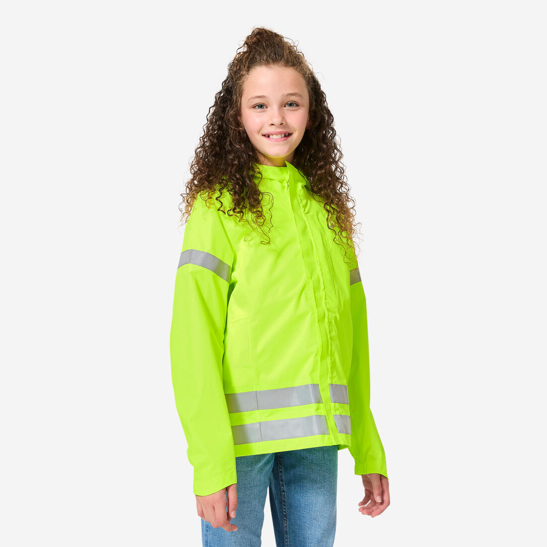 VESTE VÉLO 500 ENFANT PLUIE JAUNE HAUTE VISIBILITÉ