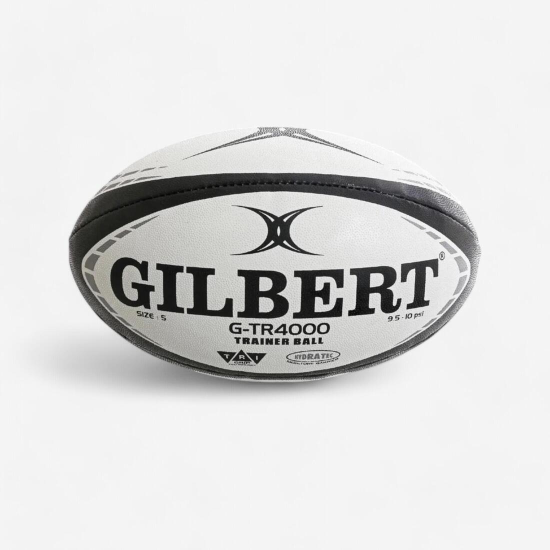 Ballon de rugby taille 5 - gilbert gtr4000 blanc noir