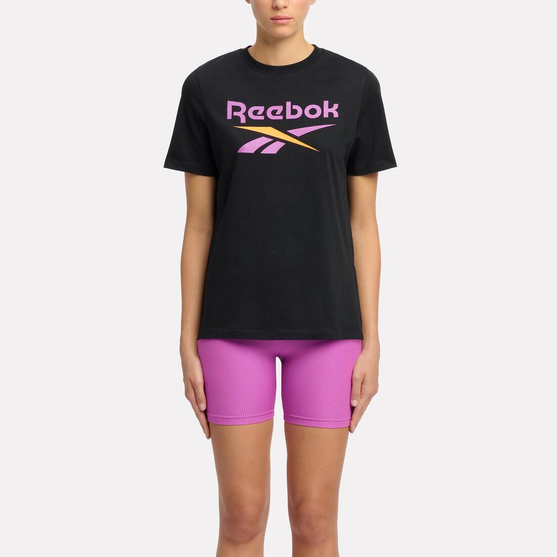 T-shirt de fitness femme, noir et rose