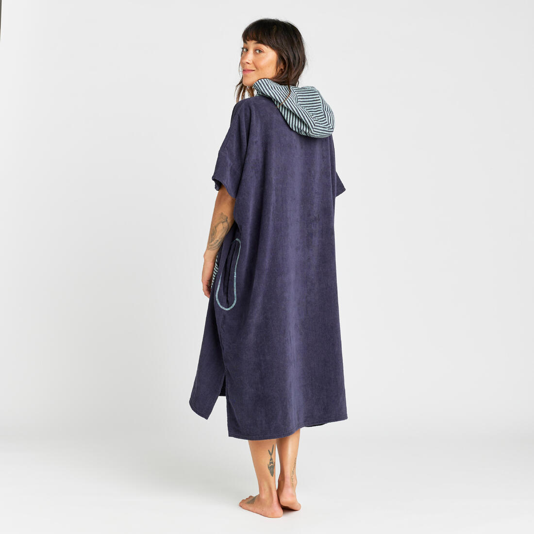 Poncho de plage surf adulte à partir de 150 cm, 900 Fish bleu gris