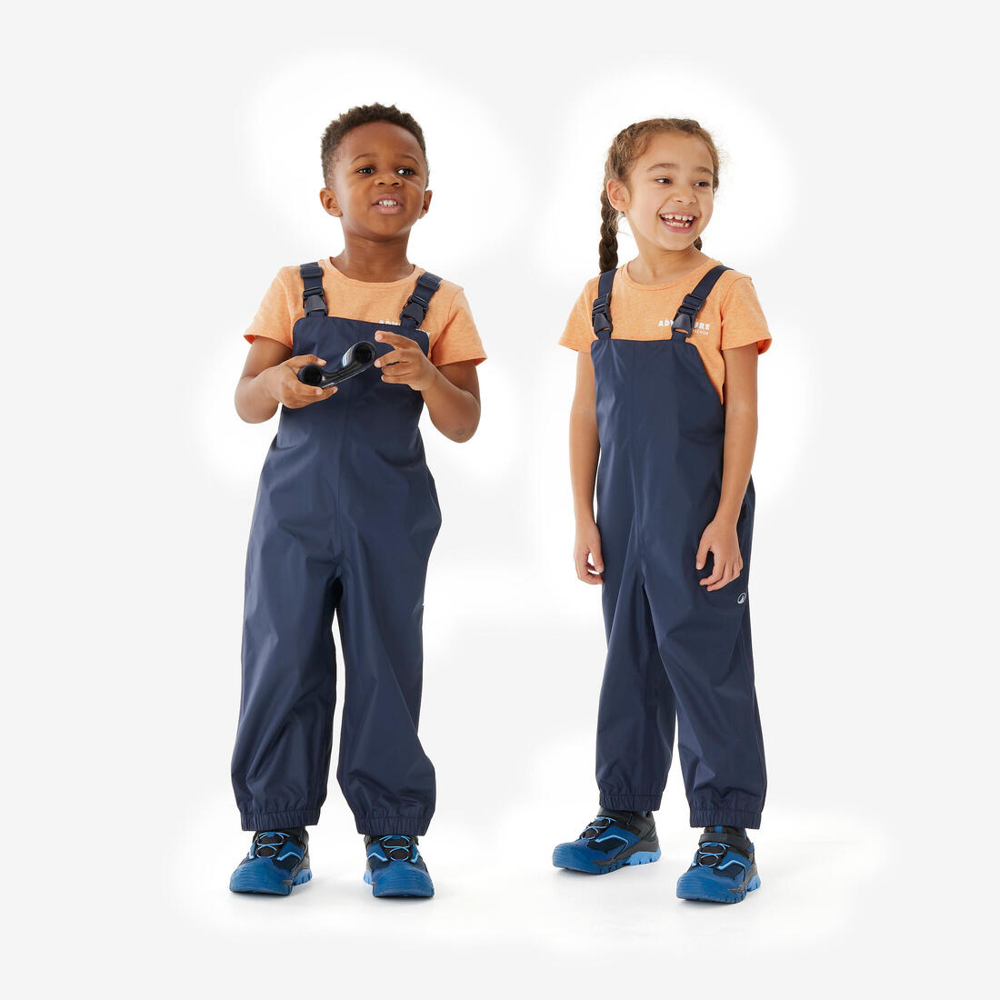 Salopette imperméable de randonnée enfant 2-6 ans, NH100 bleu marine