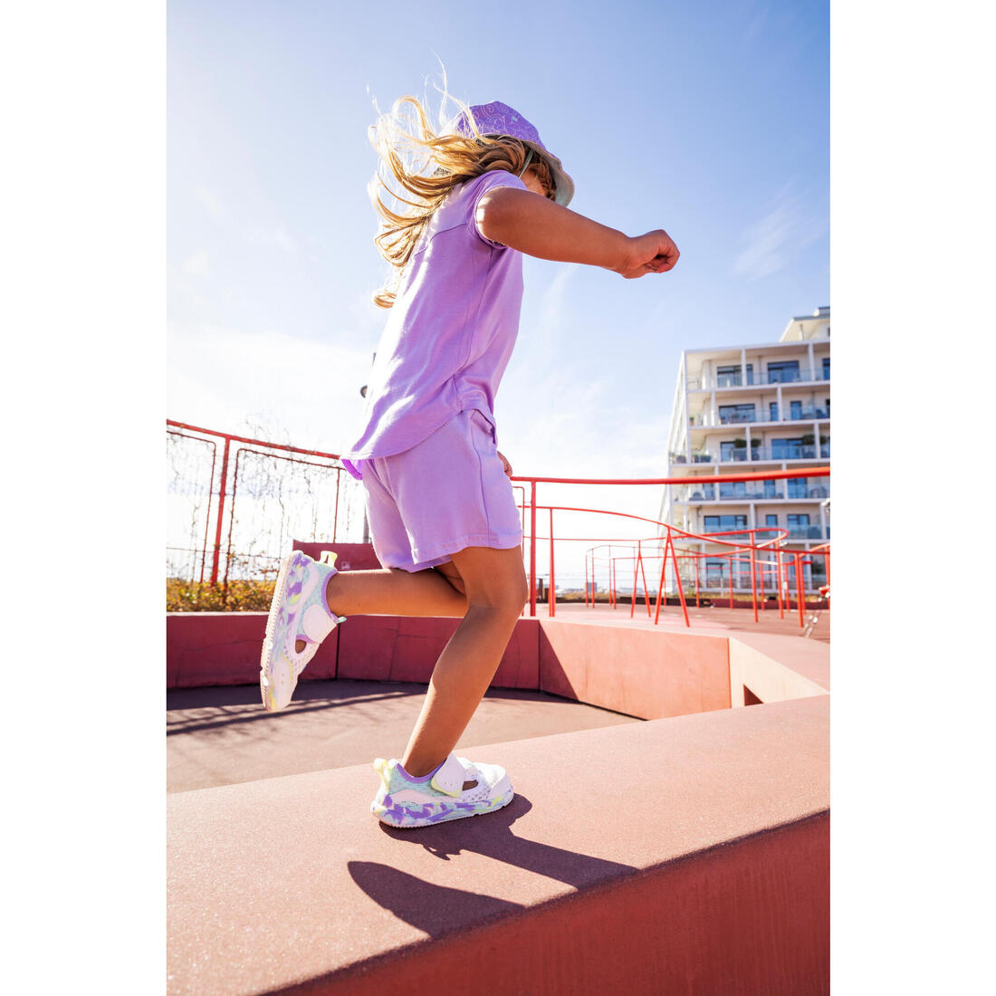Chaussures Barefoot à scratch respirantes enfant, Stepper Fresh violet et