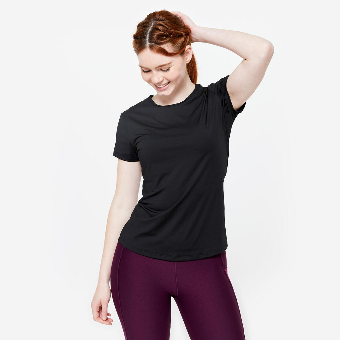 T-shirt manches courtes fitness cardio femme – noir