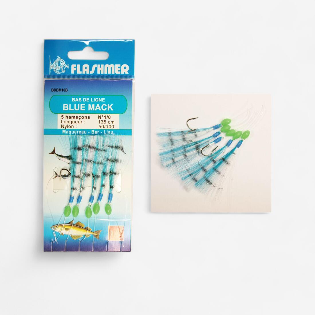 Bas de ligne Blue mac 5 hameçons 1/0 bleu pêche en mer