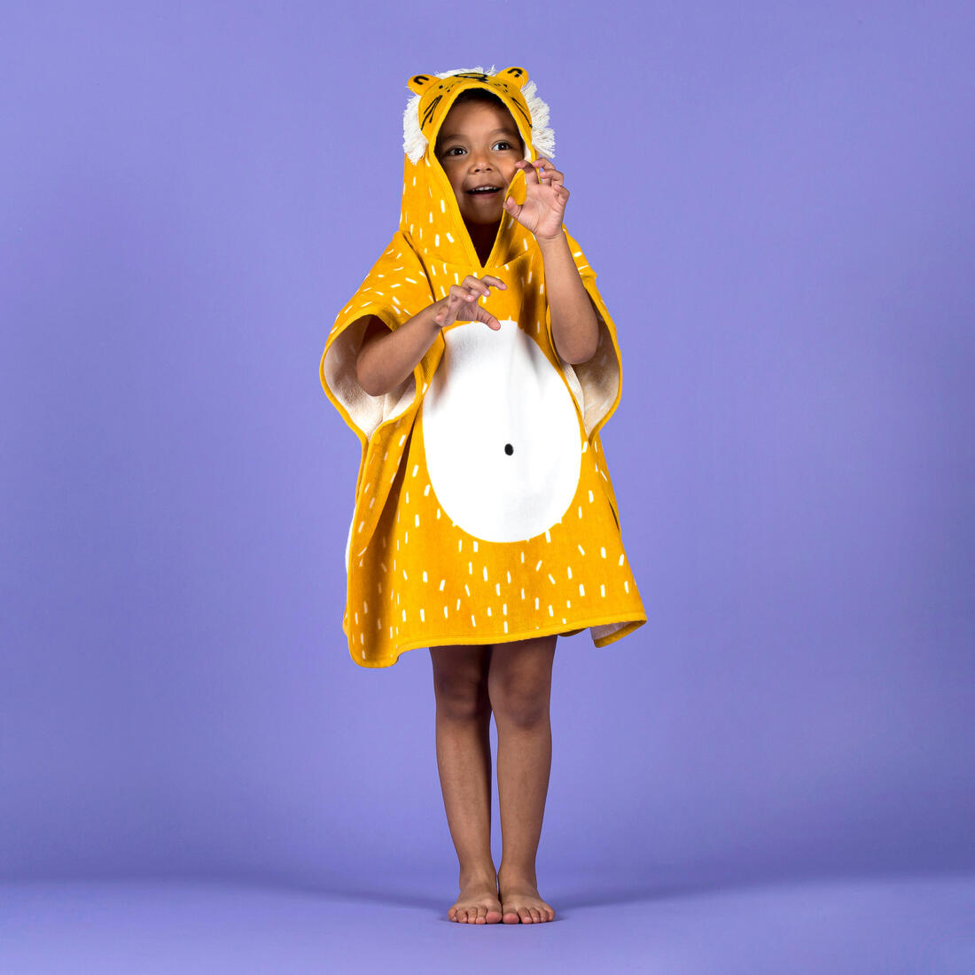 Poncho de bain coton bébé - lion