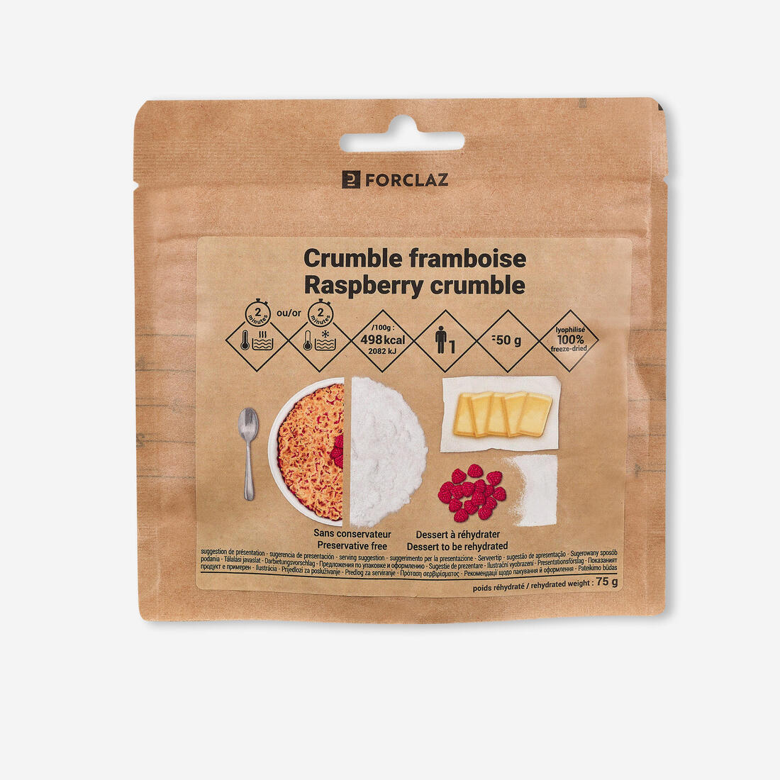 Dessert lyophilisé - Crumble framboise - 50 g