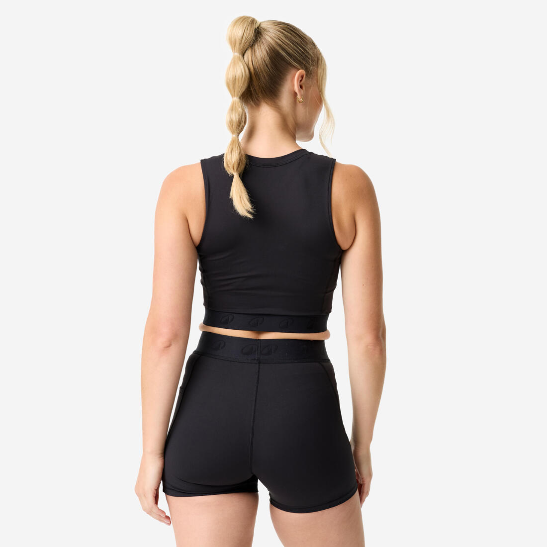 T-shirt crop top de sport élastique à la taille femme