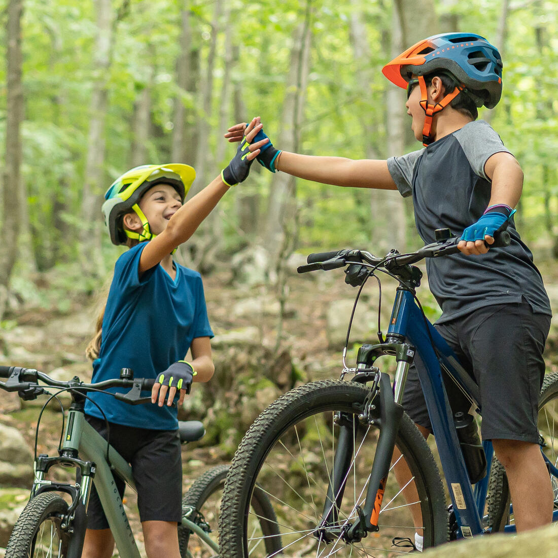 MAILLOT MANCHES COURTES VÉLO ENFANT 100 BLEU 7-13ANS
