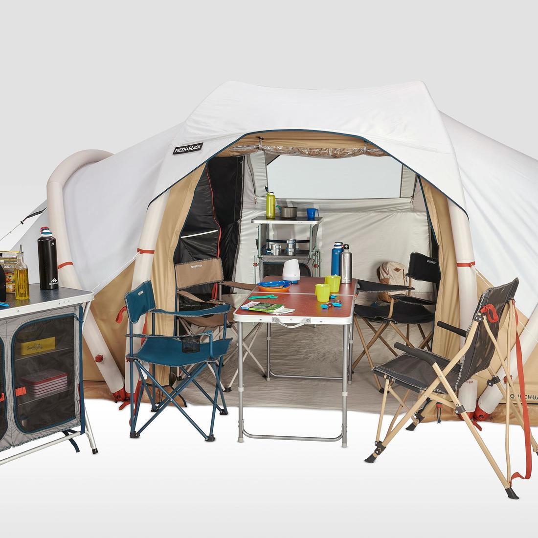 Tente de camping gonflable 4 places 2 chambres, Fresh & Black, Air Seconds 4.2