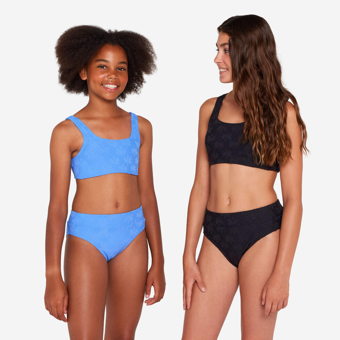 Maillot 2 pièces surf brassière taille haute Fille - 500 Lao miami lavande
