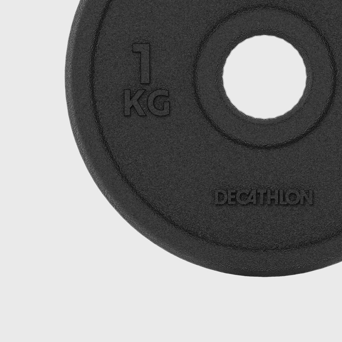 Disque de musculation fonte 1kg 28mm, disque de fonte en partie recyclée