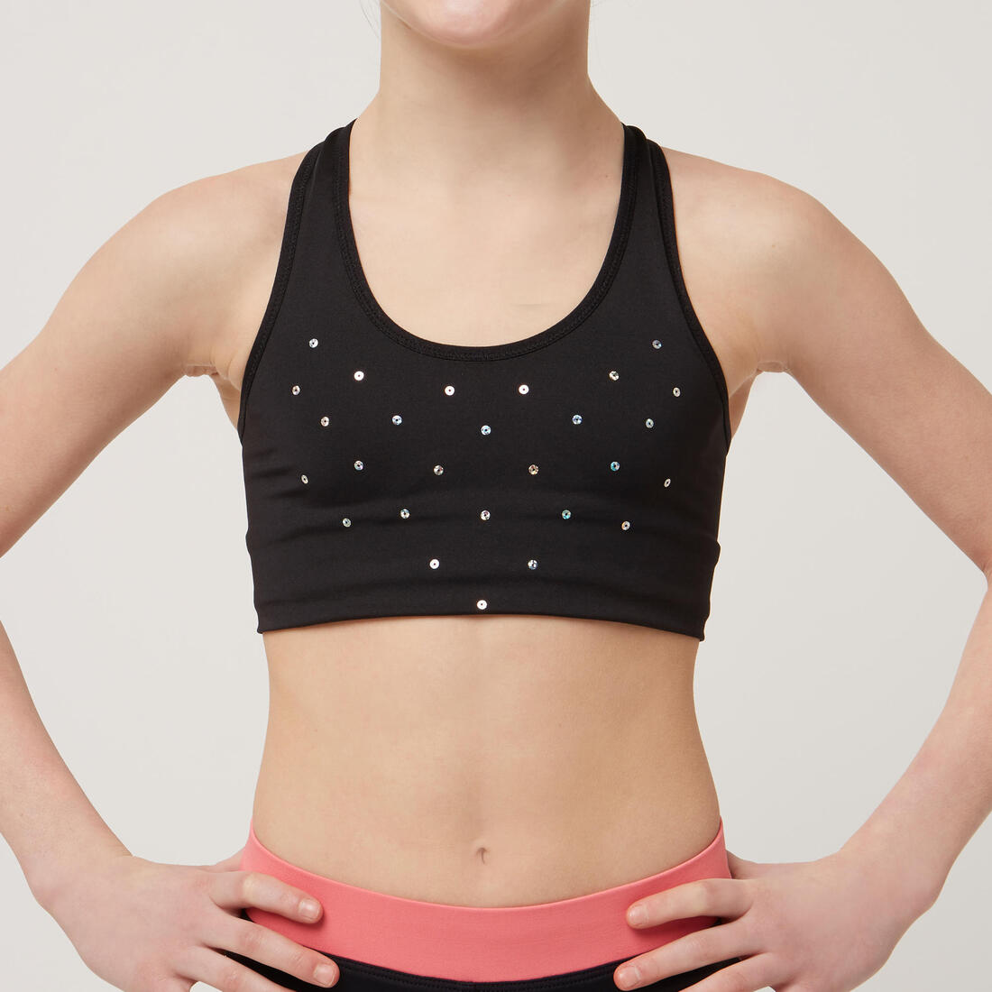Brassiere gym noire fille 500