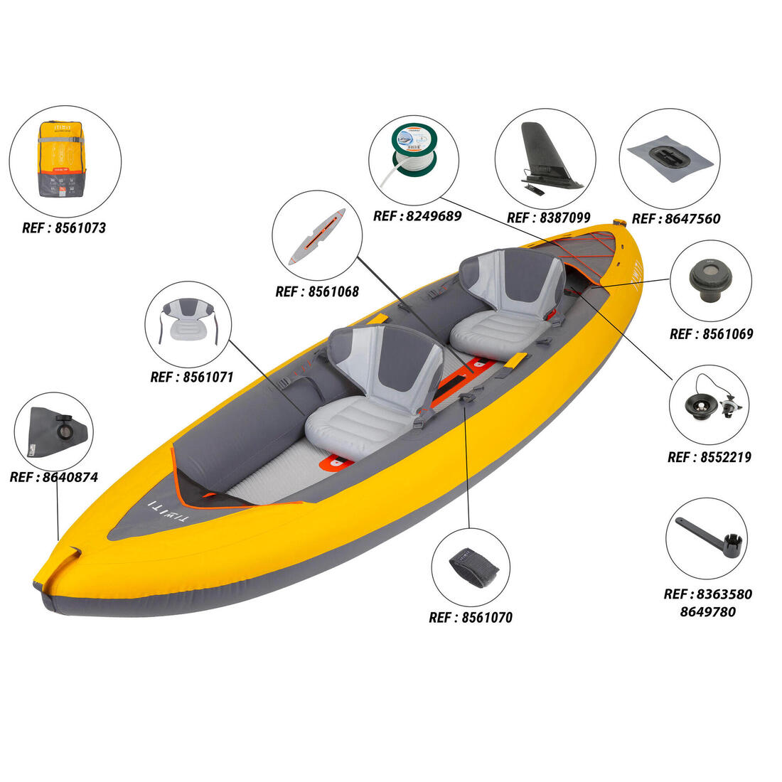 Canoë kayak gonflable 2 places - Tribord 100+ Jaune