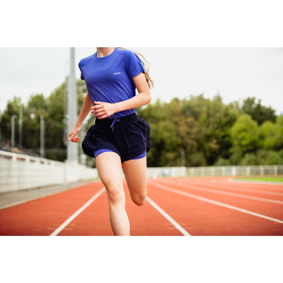 Short cuissard de running respirant Fille - KIPRUN DRY 900 marine