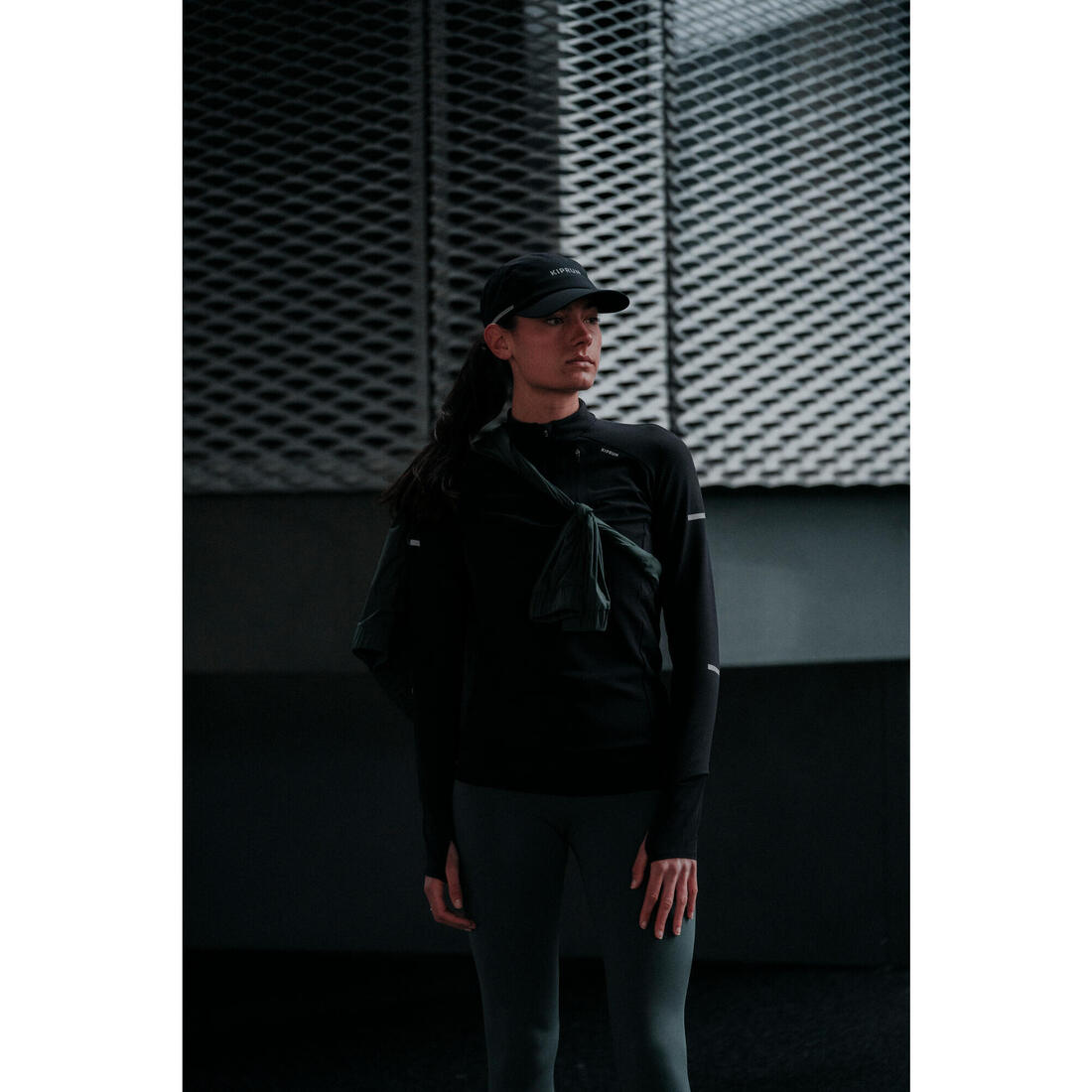 Casquette de running pluie adulte - kiprun déperlante 5 panel noir