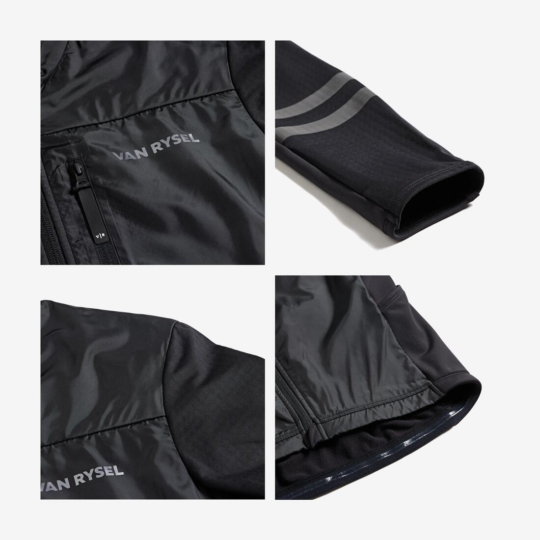 Maillot de vélo de route manches longues mi-saison homme, noir EDR