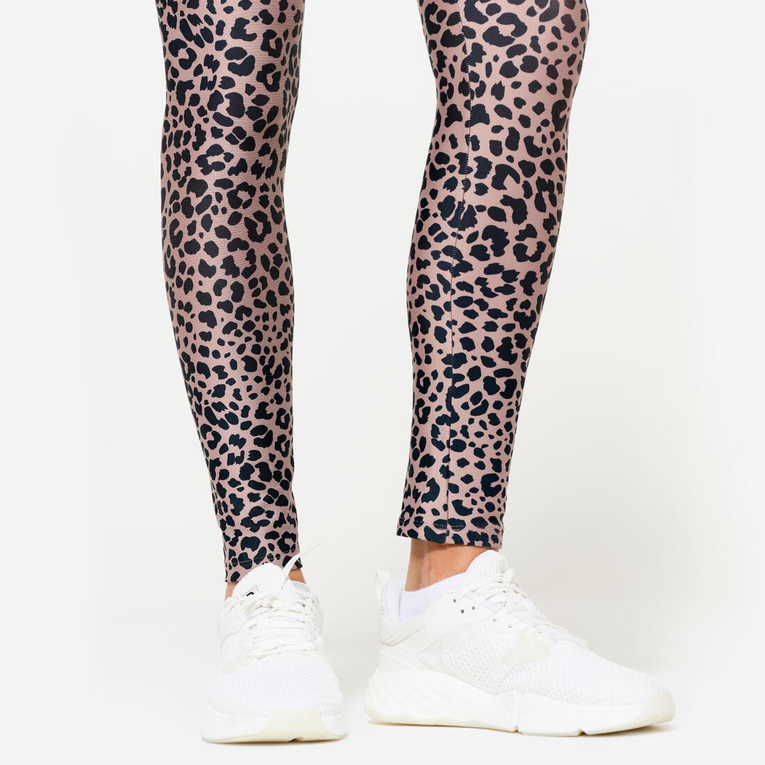 Legging de fitness taille haute femme, imprimé gris chiné