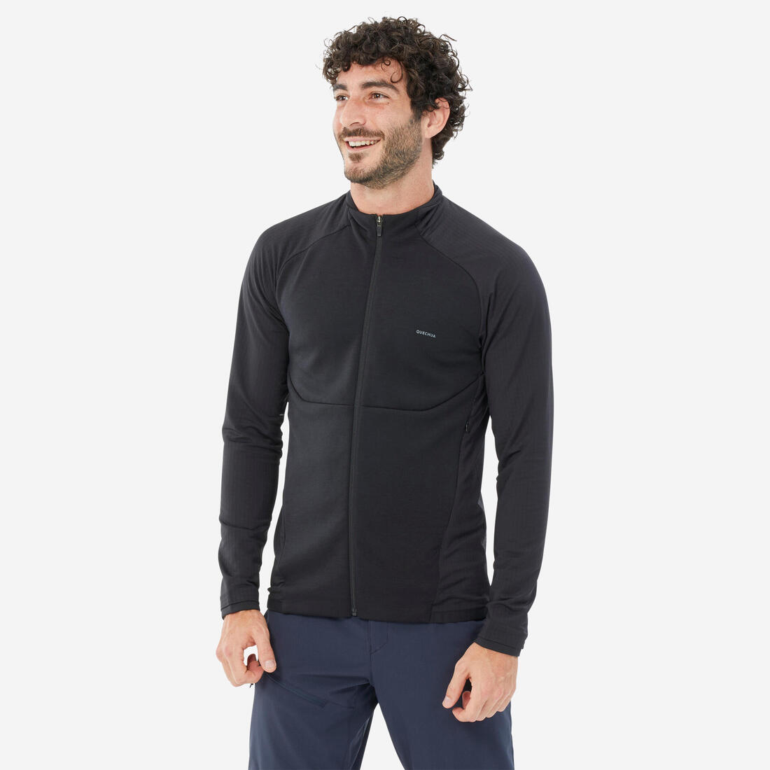 Polaire de randonnée montagne homme, MH500 Light full zip noir