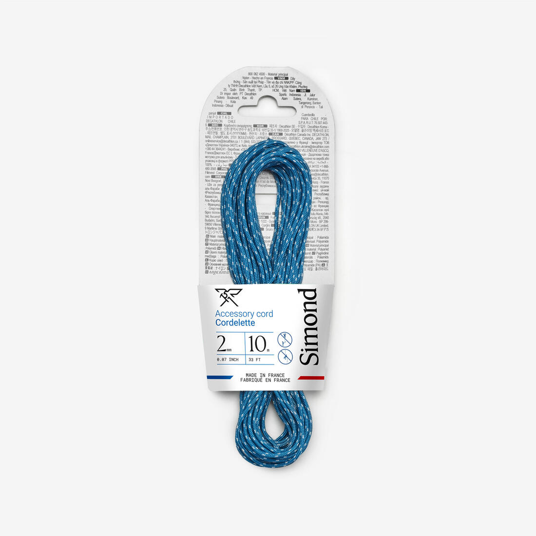 Cordelette d'escalade et d'alpinisme 2 mm x 10 m