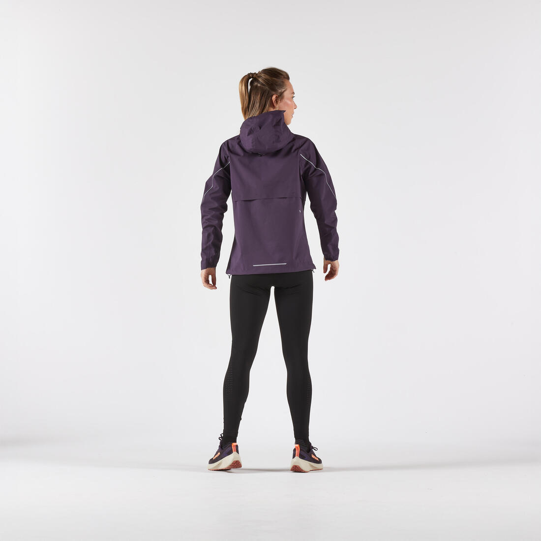 Veste running trail imperméable et respirante Femme, KIPRUN Run 500 aubergine