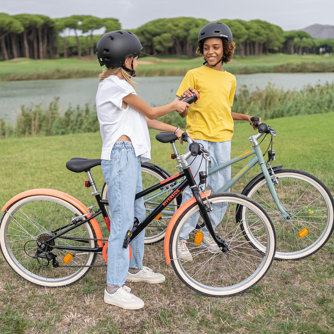 Vtc enfant riverside 500 noir corail 24 pouces 9-12 ans