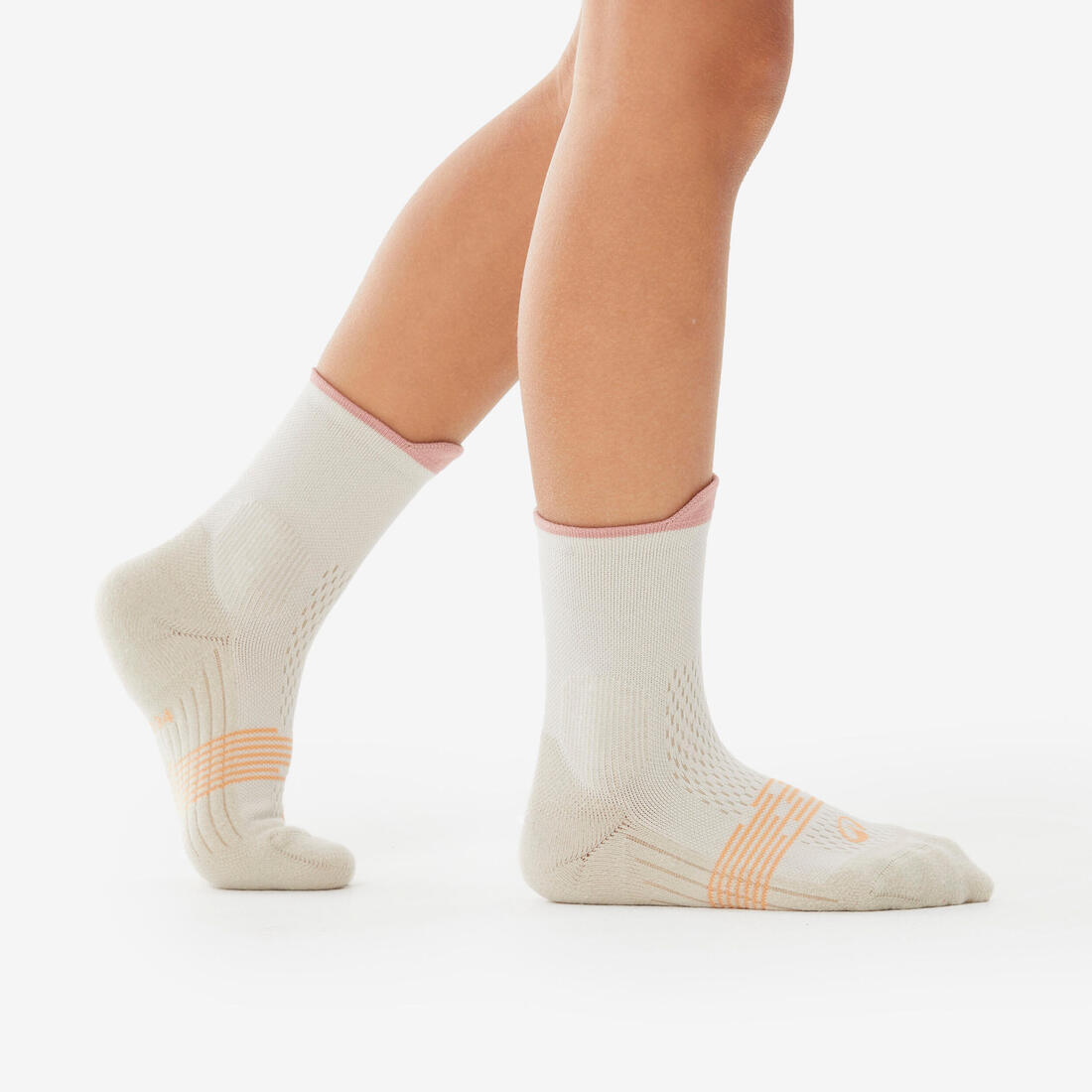 Chaussettes de randonnée enfant (lot 2 paires), HIKE500 Mid marron et