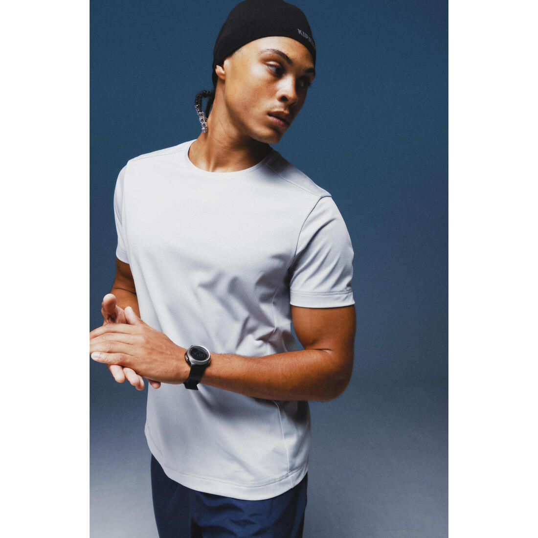 Tee-shirt fitness manches courtes, homme gris