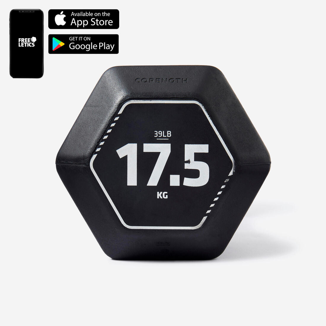 Haltere hexagonal musculation crosstraining hex dumbbell 17,5kg  noir