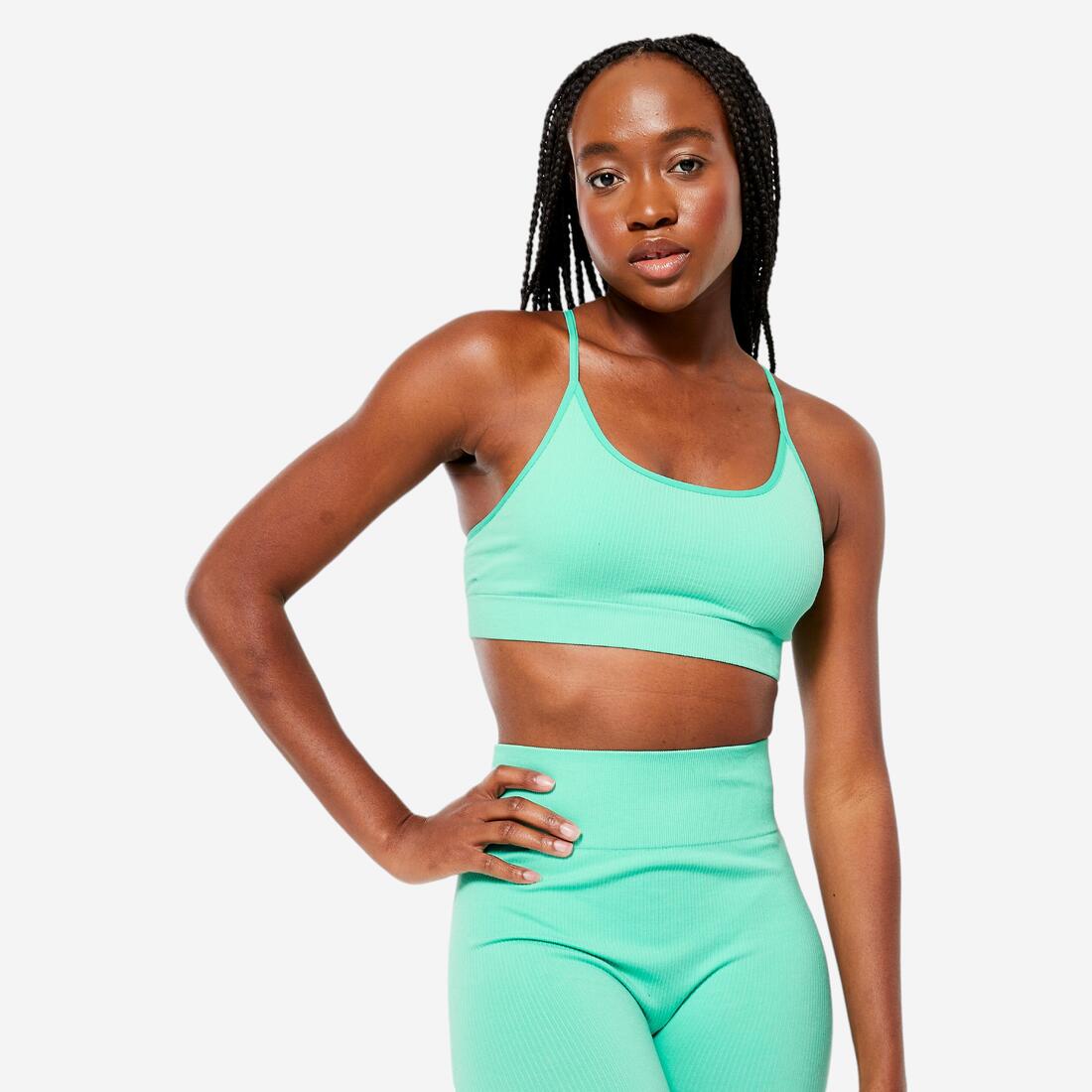 Brassière côtelée sans couture maintien léger Femme